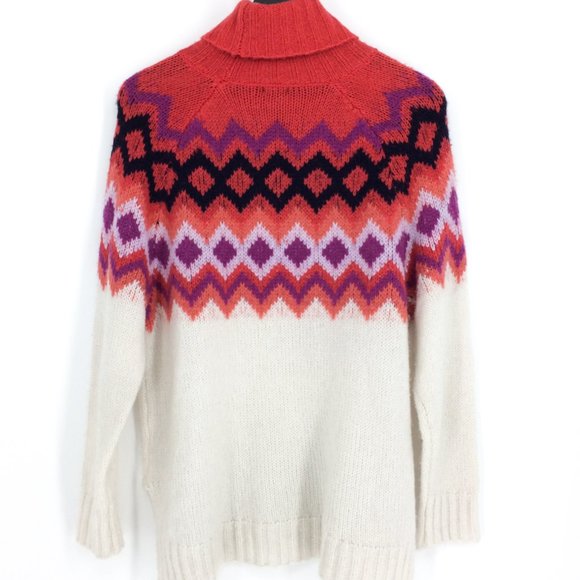 NWOT AERIE Fair Isle Oversized Turtleneck Sweater - Picture 5 of 8